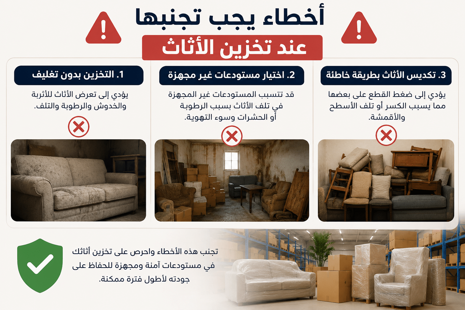 أخطاء يجب تجنبها عند تخزين الأثاث