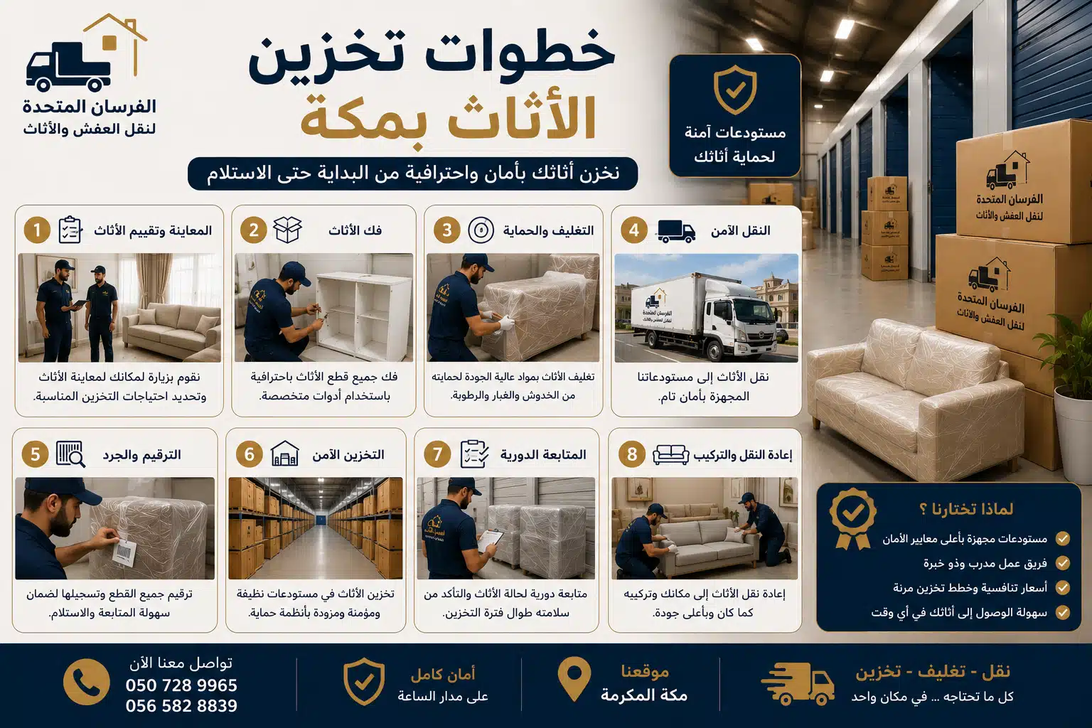 خطوات تخزين الأثاث بمكة