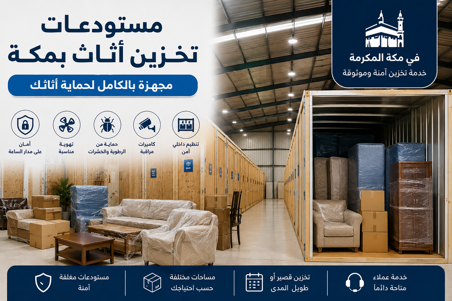 مستودعات تخزين أثاث بمكة مجهزة بالكامل