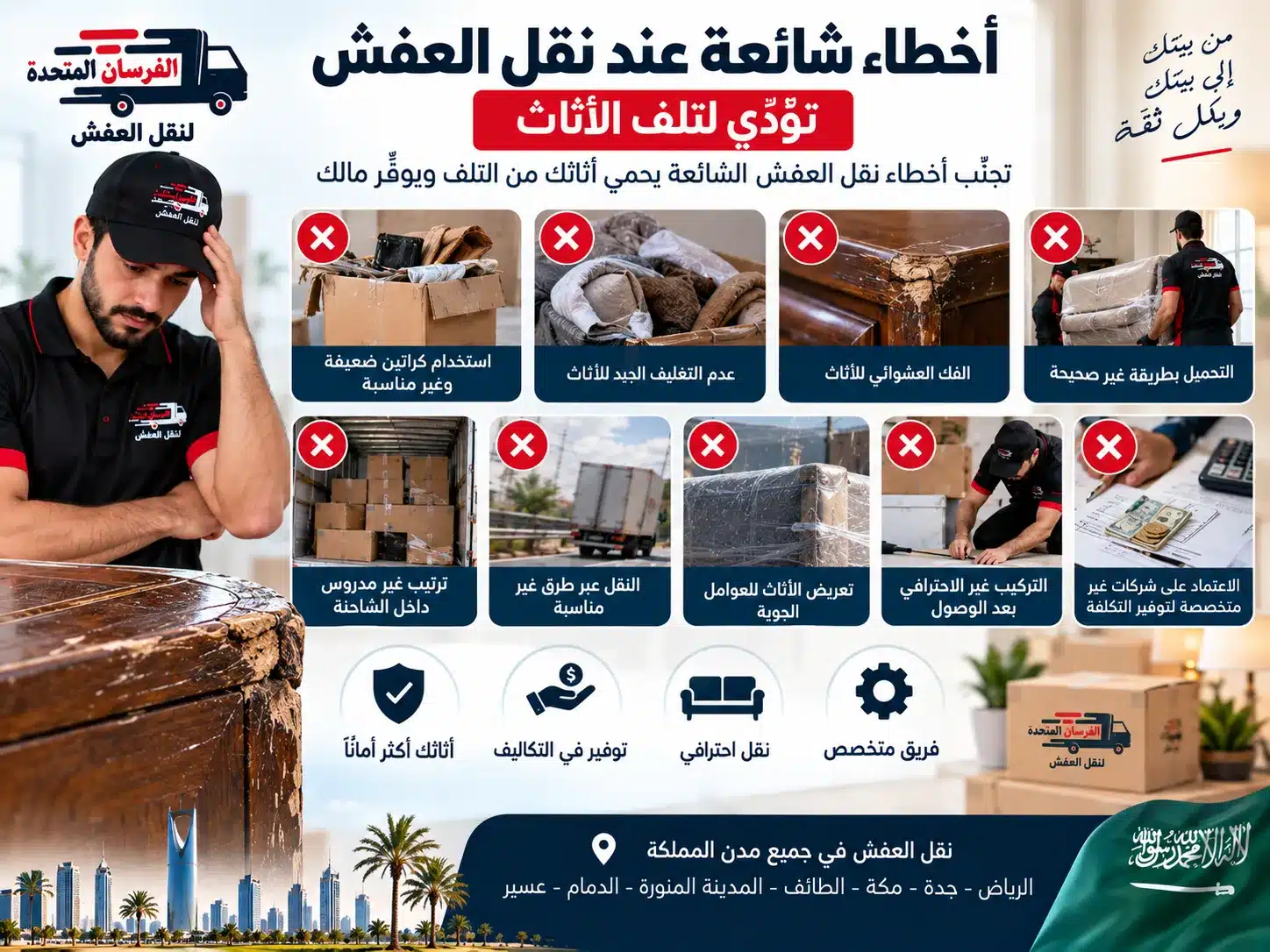 أخطاء شائعة عند نقل العفش تؤدّي لتلف الأثاث