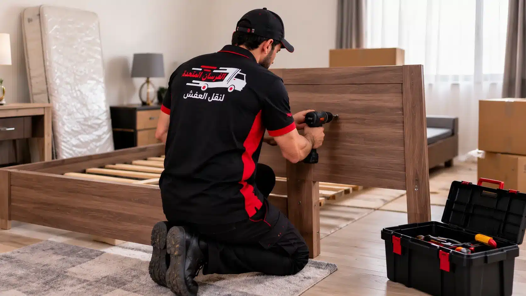 تركيب سرير بواسطة عامل نقل