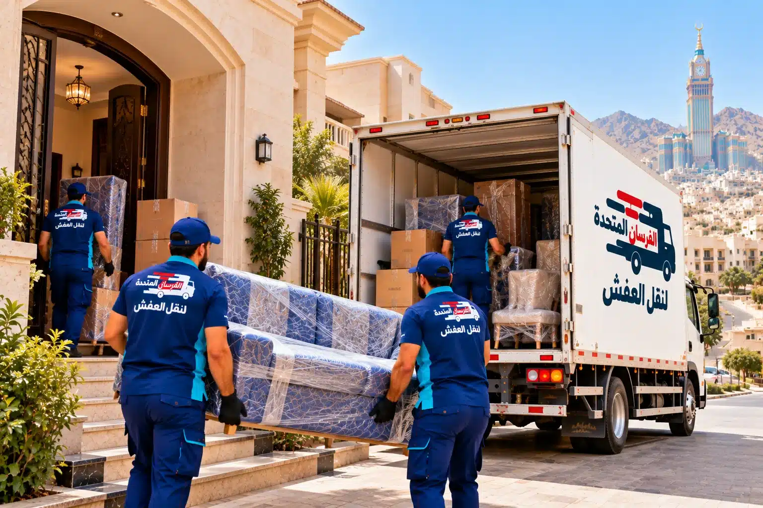 نقل عفش بالنزهة مكة من فيلا عائلية بشاحنة مغلقة